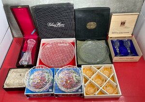 1円～　ガラス製　食器　花瓶　灰皿 等　8点　約10kg　まとめ売り / BOHEMIYA / HOYA / KAGAMI CRYSTAL