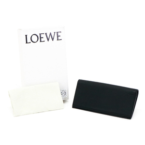 ロエベ LOEWE ロング ホリゾンタル ウォレット ソフトグレインカーフ アナグラム C660978X01 長財布 ブラック 中古