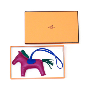  Hermes HERMES Rodeo MManyo-miro( leather ) lambskin Rodeo charm rose purple /mala kite / blue safi-ru ultimate beautiful goods used 