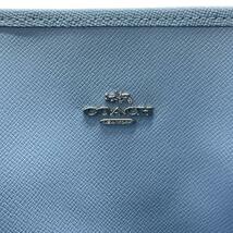 コーチ COACH ランチ フローラル プリント レザー トートバッグ フローラル F59460 ショルダーバッグ ネイビー スカイブルー 中古_画像9