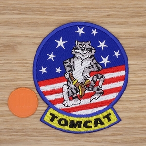 【Ｌサイズ】アイロンワッペン NO.1080 ＴＯＭＣＡＴ Ｆ－１４ 米軍 戦闘機 星条旗 海軍 ミリタリー 空軍 【郵便定形】