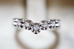 1870 天然ダイヤモンド シルバー リング 指輪 約9号 ヴィンテージ アクセサリー SILVER 925刻印 アンティーク 宝石 ダイヤ 装飾品