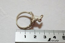 #857 DECO 天然ルビー ウサギ リング 指輪 約11号 ヴィンテージ アクセサリー SILVER刻印 アンティーク 天然石 宝石 カラーストーン 装飾品_画像10