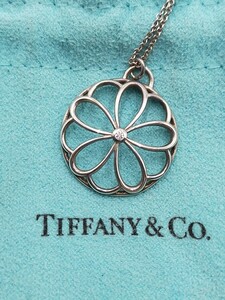 ☆TIFFANY&Co. ティファニー フラワー 1Pダイヤ ラージモチーフ シルバーネックレス シルバー925