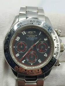 ○TECHNOS TBM634 クォーツアナログ腕時計 テクノス シルバー×ブラック