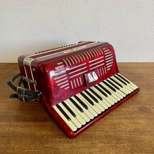  Vintage EXCEL SIOR accordion model 302 / Excel car - Italy made red keyboard instruments [ junk ][ present condition goods ]