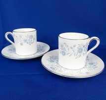 まとめ 6点 WEDGWOOD ウェッジウッド Belle Fleur ベルフルール デミタスカップ＆ソーサー 銀彩 黒壺 花柄 イギリス 0212-005_画像3