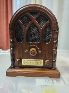 【 希少・美品 】昭和レトロ調 木製 ラジオ型オルゴール Music Box