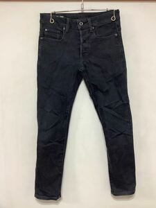 W-1170 G-STAR RAW ジースターロウ 3301 SLIM ブラックデニムパンツ W28 スリム ストレッチ カラージーンズ ジーパン 