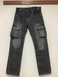 V-1192 Levi's リーバイス 505-03 後染め ブラックデニムカーゴパンツ W33 ブラックジーンズ 