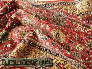 魁◆最高級ペルシャ絨毯 本物保証 イラン クム産 シルク100% 細密手織り 81万ノット 工房サイン有 197×137㎝