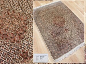 魁◆最高給ペルシャ絨毯 イラン タブリーズ コルクウール 手織り 151×104㎝ 代表マヒ柄名作品 出来栄え見事！