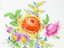 魁◆本物保証 Meissen マイセン Bフォーム 五つ花 プレート 飾皿 直径24㎝ レッド 美品_画像5