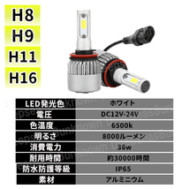 フォグランプ LED h8 h11 フォグ h16 汎用 ledバルブ フォグライト バルブ 爆光 ワゴンr エブリィ 12v cx7 タント ヴェゼル エスティマ az_画像8