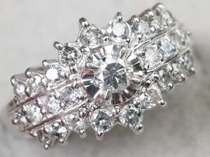 【3005E】Pt900プラチナ 天然ダイヤモンド 0.64ct/5.1g リング 指輪 ♯12