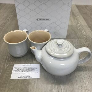 K4 未使用 Le Creuset ル・クルーゼ ティーポット マグSS 2個セット ルクルーゼ ティーセット マグカップ ホワイト ベージュ