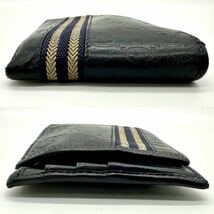 【極美品】グッチ GUCCI シマ シェリーライン 二つ折り財布 折りたたみ ストライプ 小銭入れ wallet メンズ ブラック レザー_画像4