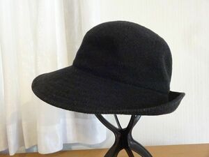 ∩ レディース・婦人用 ∪ 黒色帽子　スタイルハット サイズ５７・５cm　キャップ　帽子　帽子　クロッチェ 　つば広ハット