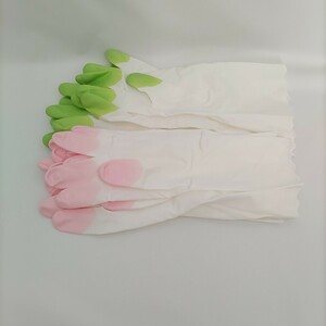 家庭用手袋 ファミリー ビニール 手袋 うす手 Mサイズ ピンク×5枚 グリーン5枚 キッチン 左手のみ 10枚セット