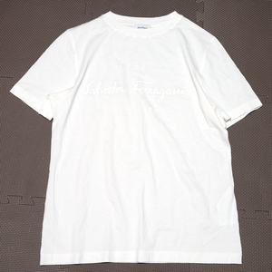 美品 フェラガモ ラバー ロゴ 半袖 Tシャツ 白 ホワイト M Ferragamo