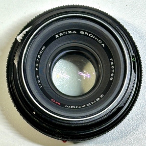 中古カメラレンズ2点 ZENZA BRONICA(ゼンザブロニカ) ZENZANON MC 1:2.8 f=75mm、f=50mm)、ジャンク扱いの画像2