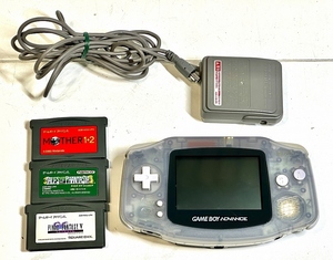 中古ゲーム機 任天堂 ゲームボーイアドバンス AGB-001＆ソフト(FF5、MOTHER1+2、テイルズ)、ACアダプタセット AGB-008付属、ジャンク扱い