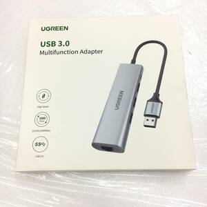 【1円オークション】UGREEN CM266 UGREEN 有線LAN変換アダプター USB 3.0 LAN ハブ 4-in-1 イーサネット ハブ USB3.0ポート*3 TS01B000558