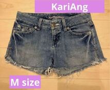 ◆ 細見え レディース ブランド ショートパンツ デニム ショーパン 美品 KariAng カリアング jeans M サイズ 春 夏 秋 冬 古着_画像1