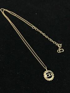 F6★Christian Dior クリスチャン ディオール ネックレス CDロゴ ゴールドカラー金具 全長約43cm アクセ 