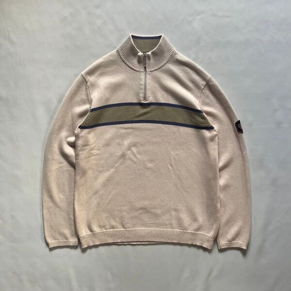 【00s Eddie Bauer】ハーフジップニット ドライバーズニット ボーダー 好配色 古着