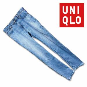 【美品】 UNIQLOジーンズ スリムフィットジーンズ 29inch BLUE 青 ライトブルー デニム パンツ テーパード ユニクロ