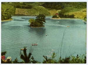 鳥取 大砂丘 砂丘でせき止められた多鯰ヶ池と小島 カラー