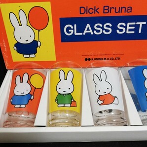 G2201.【未使用】Dick Bruna 昭和レトロ ミッフィー Miffy グラス コップ タンブラー 5客セット/80の画像2