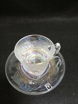 CS2293.【未使用】昭和レトロ　デッドストック　当時物　東洋ガラス　カップ ソーサー　オーロラ　5客セット GLASS 食器/100_画像4