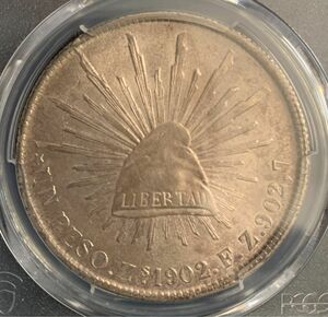 大型銀貨 貿易銀 メキシコ共和国 1ペソ 1902 Zs-FZ PCGS MS62