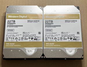 2個set WD Gold 22TB 3.5インチ HDD SATA ハードディスク CMR HGST Ultrastar 7200RPM 512MB 2023年製 ヘリウム