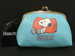 PEANUTS* Snoopy Snoopy do- nuts bulrush . pouch large *. blue * multi case new goods SNOOPY