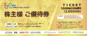 即決！共和コーポレーション　株主優待券　100円券20枚綴り（2000円分）複数あり　APINA/ゲームセンター