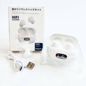 「一円スタート」ワイヤレスイヤホン Bluetooth5.3 HIFIサウンド ホワイト SX-19「 1円」AKI01_1564
