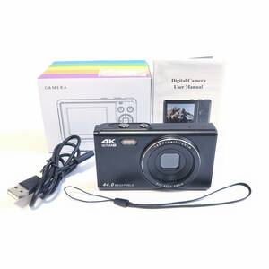 「一円スタート」小型デジタルカメラ 4K対応 16倍デジタルズーム 44MP ブラック「 1円」AKI01_1614