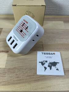 【一円スタート】変換プラグ oタイプ 海外旅行用変換プラグ USB-C付 TESSAN TS-161-AU 変換プラグ コンセント 変換 o型「1円」URA01_2300