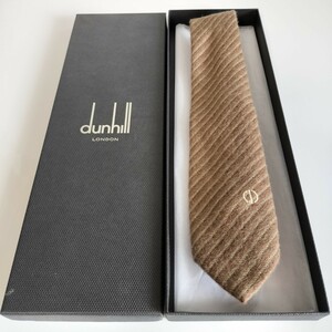 ダンヒル（Dunhill）ブラウンアルパカストライプDロゴネクタイ 