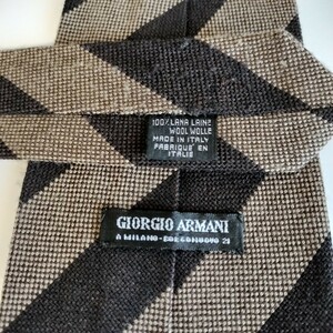 GIORGIO ARMANI(ジョルジオアルマーニ)黒ウールレジメンタルネクタイ