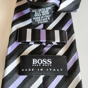 HUGO BOSS ( Hugo Boss ) black white purple stripe necktie 