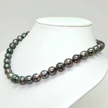 ●南洋黒蝶真珠ネックレス●F 68.5g 47cm 9.5-11.0mm珠 パール pearl necklaces silver ジュエリー DF9/EB6_画像3