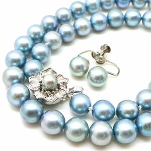 ●アコヤ本真珠ネックレス&PT850イヤリングセット●J 8.0-8.5mm珠 43.1g 43cm pearl necklace ジュエリー jewelry DG0/DG0