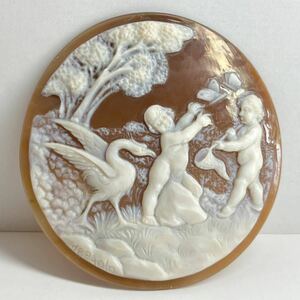 ●シェルカメオ10.0g●M 50ct 55.6×54.9mm 貴婦人 CAMEO 花 アンティーク stone 繊細 ルース 宝石 物