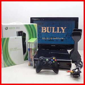 動作品 XBOX360S 本体 Model 1439 250GB + BULLY ブリー 等 ソフト3本 まとめてセット Microsoft マイクロソフト 箱説付【20