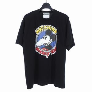 未使用品 モスキーノ MOSCHINO 20SS ネズミプリント Tシャツ カットソー 半袖 XXS ブラック 黒 A0779 メンズ