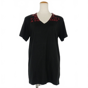 メゾンマルジェラ Maison Margiela AIDS T-Shirt エイズTシャツ カットソー 半袖 ラメプリント XS 黒 ブラック S32GJ0007 S20299